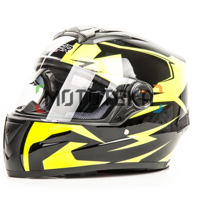 Шлем мото интеграл HIZER (Хайзер) B561 (M) #1 black/yellow