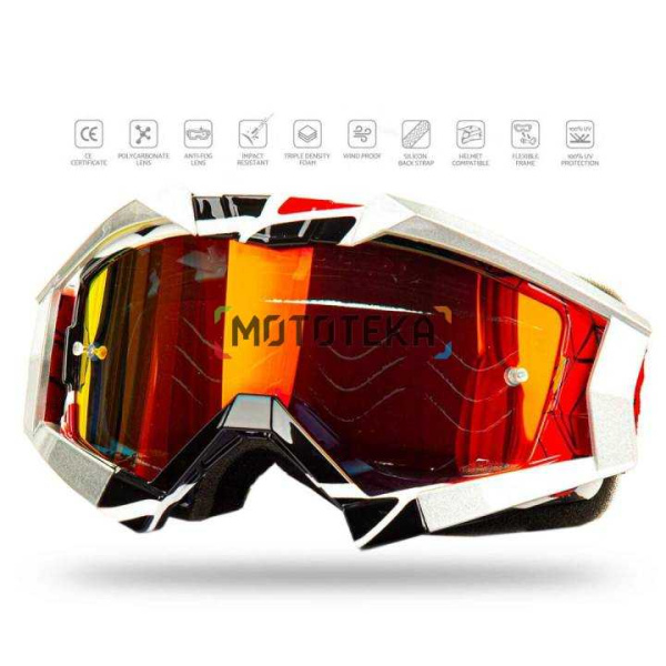 Мотоочки кроссовые GTX 5017 белые Мотоочки кроссовые GTX 5017 белые